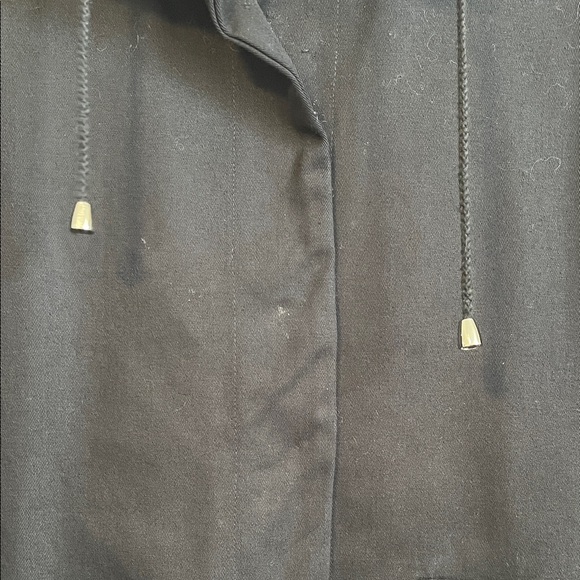 MarlaWynne Black Oversized Cotton Jacket High Collar Pockets Drawstring, Size XS - Picture 10 of 12